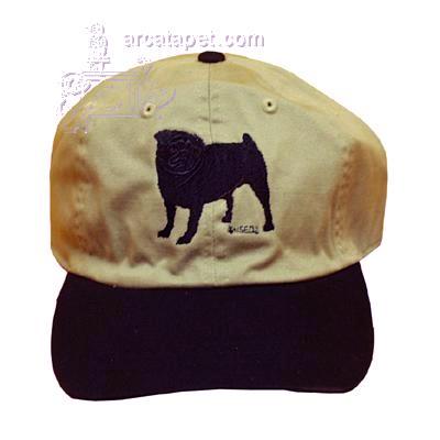 Cap 100% Cotton with Embroidered Pug Black Cap 100% Cotton with Embroidered Pug Black
