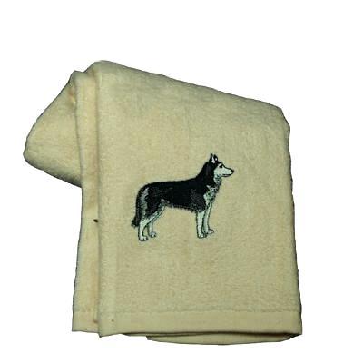 Cotton Terry Cloth Dog Hand Towel with Siberian Husky Cotton Terry Cloth Dog Hand Towel with Siberian Husky