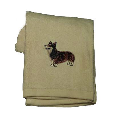 Cotton Terry Cloth Dog Hand Towel with Embroidered Corgi Cotton Terry Cloth Dog Hand Towel with Embroidered Corgi