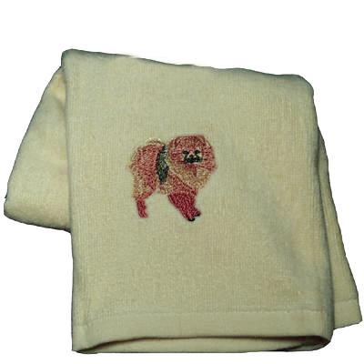 Cotton Terry Cloth Dog Hand Towel w/Embroidered Pomeranian Cotton Terry Cloth Dog Hand Towel w/Embroidered Pomeranian