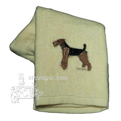 Cotton Terry Cloth Dog Hand Towel with Embroidered Airedale Cotton Terry Cloth Dog Hand Towel with Embroidered Airedale