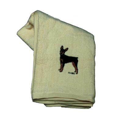 Cotton Terry Cloth Dog Hand Towel with Minature Pinscher Cotton Terry Cloth Dog Hand Towel with Minature Pinscher