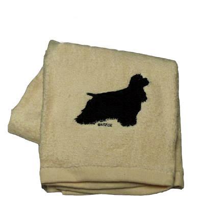 Cotton Terry Cloth Dog Hand Towel w/Embroidered Cocker Black Cotton Terry Cloth Dog Hand Towel w/Embroidered Cocker Black