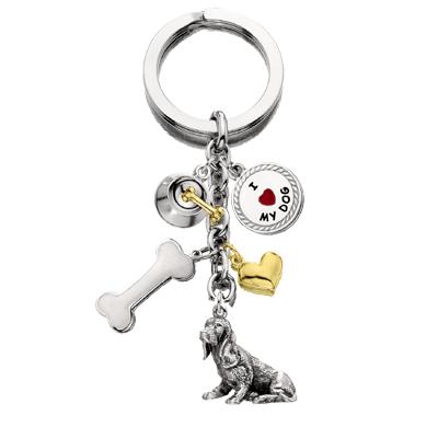 Key Chain Basset Hound with 5 Charms Key Chain Basset Hound with 5 Charms