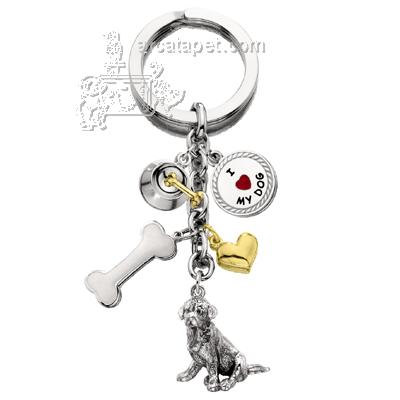 Key Chain Golden Retriever with 5 Charms Key Chain Golden Retriever with 5 Charms
