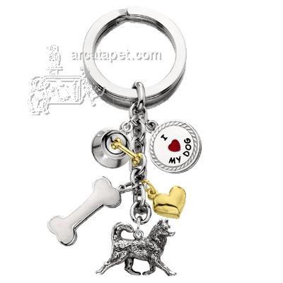 Key Chain Siberian Husky with 5 Charms Key Chain Siberian Husky with 5 Charms