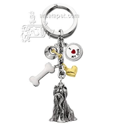 Key Chain Yorkshire Terrier with 5 Charms