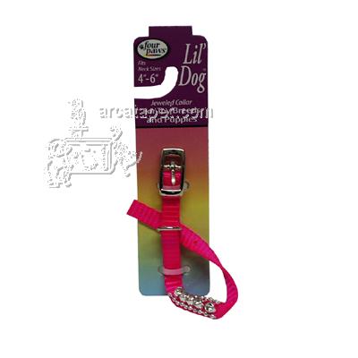 Nylon Lil' Dog Jeweled Dog Collar Pink Small Nylon Lil' Dog Jeweled Dog Collar Pink Small
