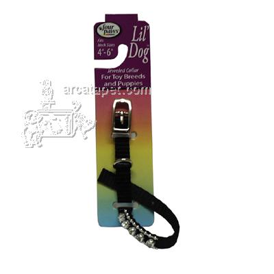 Nylon Lil' Dog Jeweled Dog Collar Black Small Nylon Lil' Dog Jeweled Dog Collar Black Small