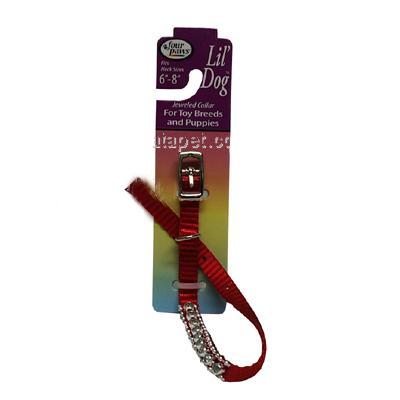 Nylon Lil' Dog Jeweled Dog Collar Red Medium Nylon Lil' Dog Jeweled Dog Collar Red Medium