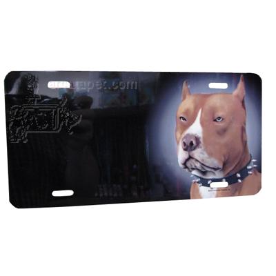 Aluminum Dog Breed License Plate with Pit Bull