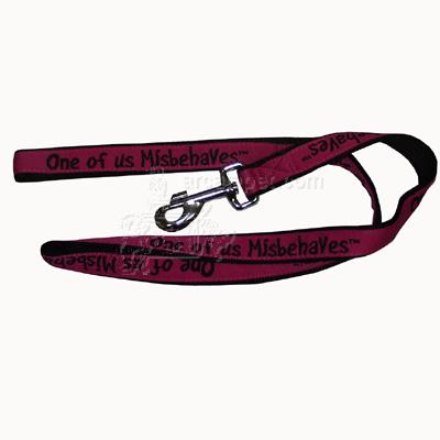 Embroidered Dog Leash 4-ft x1-in One of us Misbehaves Embroidered Dog Leash 4-ft x1-in One of us Misbehaves