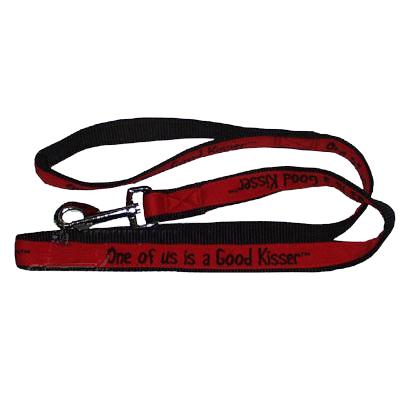 Embroidered Dog Leash 4-ft x1-in One of us is a Good Kisser Embroidered Dog Leash 4-ft x1-in One of us is a Good Kisser