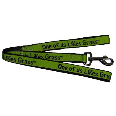Embroidered Dog Leash 4-ft x1-in One of us Likes Grass Embroidered Dog Leash 4-ft x1-in One of us Likes Grass