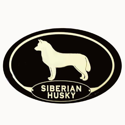 Euro Style Oval Dog Decal Siberian Husky