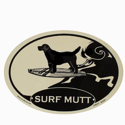 Euro Style Oval Dog Decal Surf Mutt