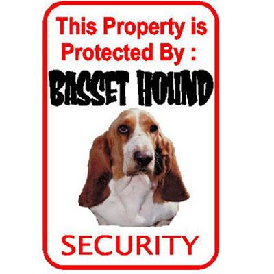Sign Basset Hound Security 12 x 18 inch Aluminum