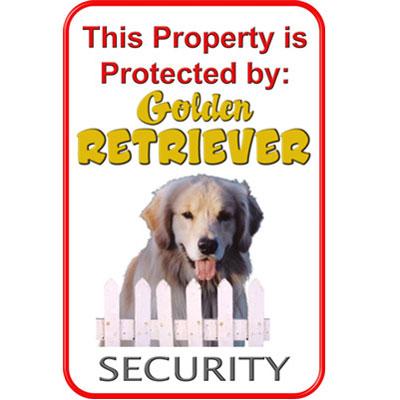 Sign Golden Retriever Security 12 x 18 inch Aluminum