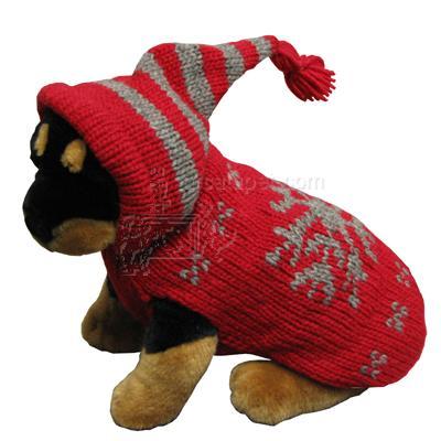 Handmade Dog Sweater Wool Snowflake with Hood XXSmall Handmade Dog Sweater Wool Snowflake with Hood XXSmall