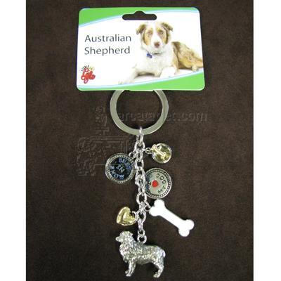 Key Chain Australian Shepherd with 5 Charms Key Chain Australian Shepherd with 5 Charms
