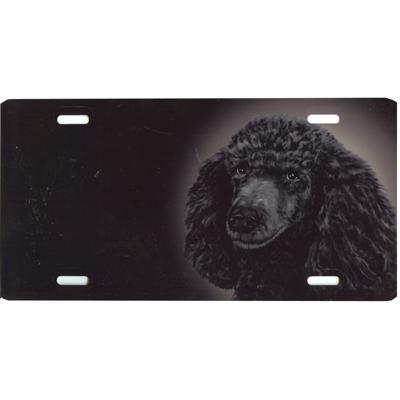 Aluminum Dog Breed License Plate with Black Poodle