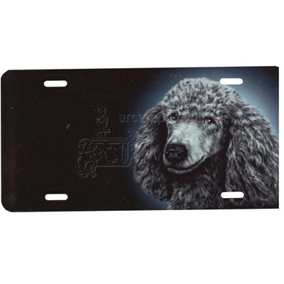 Aluminum Dog Breed License Plate with Silver Poodle