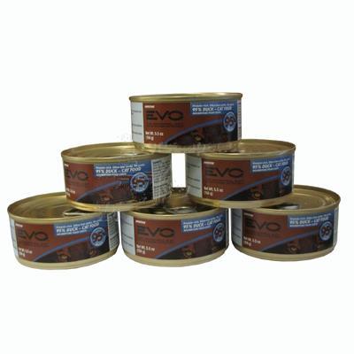 Evo 95% Duck 5.5 oz CaseCanned Cat Food Evo 95% Duck 5.5 oz CaseCanned Cat Food