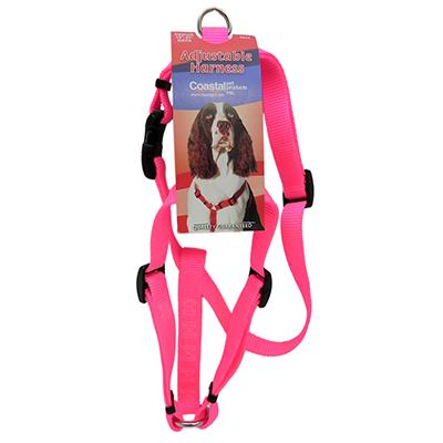 Adjustable Medium Dog Harness 3/4-inch Neon Pink Nylon Adjustable Medium Dog Harness 3/4-inch Neon Pink Nylon