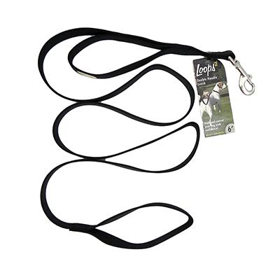 Nylon Double Handle Leash 1-inch x 6-foot Black Nylon Double Handle Leash 1-inch x 6-foot Black