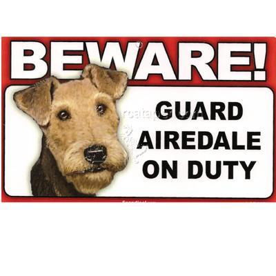 Sign Guard Airedale On Duty 8 x 4.75inch Laminated Cardstock Sign Guard Airedale On Duty 8 x 4.75inch Laminated Cardstock