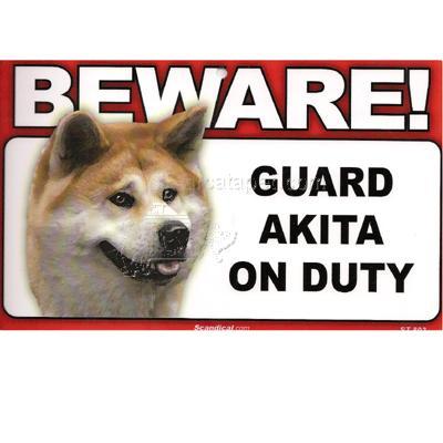 Sign Guard Akita On Duty 8 x 4.75 inch Laminated Cardstock Sign Guard Akita On Duty 8 x 4.75 inch Laminated Cardstock