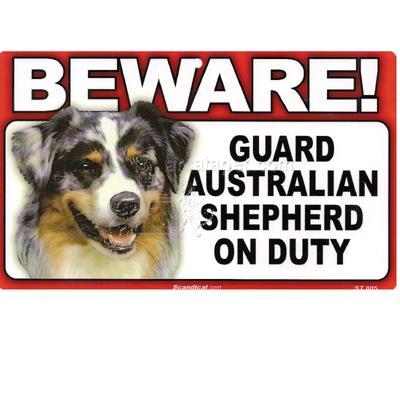 Sign Guard Australian Shepherd On Duty 8x4.75 inch Cardstock