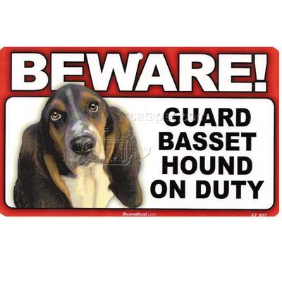 Sign Guard Basset Hound On Duty 8 x 4.75 inch Laminated Sign Guard Basset Hound On Duty 8 x 4.75 inch Laminated