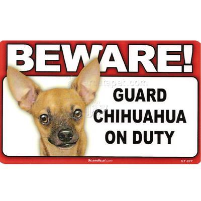 Sign Guard Chihuahua Tan On Duty 8 x 4.75 inch Laminated Sign Guard Chihuahua Tan On Duty 8 x 4.75 inch Laminated