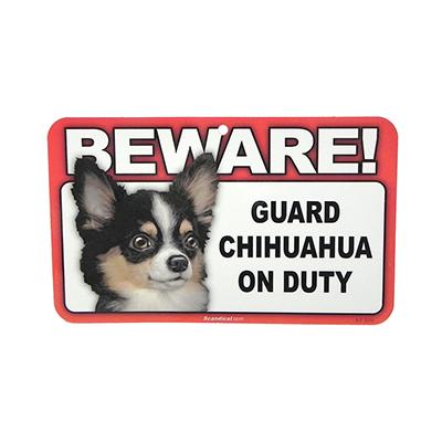 Sign Guard Chihuahua Long Hair On Duty 8 x 4.75 inch Laminat Sign Guard Chihuahua Long Hair On Duty 8 x 4.75 inch Laminat