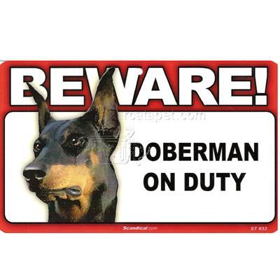 Sign Guard Doberman On Duty 8 x 4.75 inch Laminated