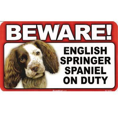 Sign Guard English Springer On Duty 8 x 4.75 inch Laminated
