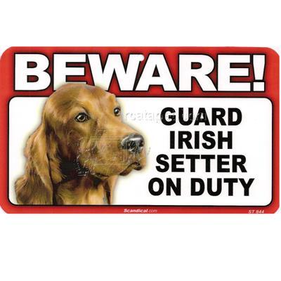 Sign Guard Irish Setter On Duty 8 x 4.75 inch Laminated