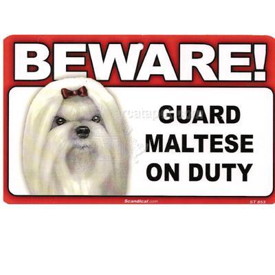 Sign Guard Maltese On Duty 8 x 4.75 inch Laminated