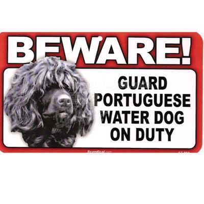 Sign Guard Portuguese Water Dog On Duty 8x4.75inch Laminated