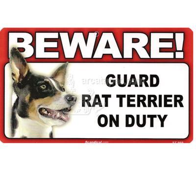 Sign Guard Rat Terrier On Duty 8 x 4.75 inch Laminated Sign Guard Rat Terrier On Duty 8 x 4.75 inch Laminated