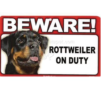 Sign Guard Rottweiler On Duty 8 x 4.75 inch Laminated