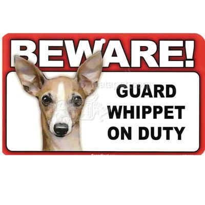 Sign Guard Whippet On Duty 8 x 4.75 inch Laminated