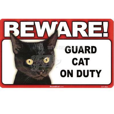 Sign Guard Cat Black On Duty 8 x 4.75 inch Laminated Sign Guard Cat Black On Duty 8 x 4.75 inch Laminated