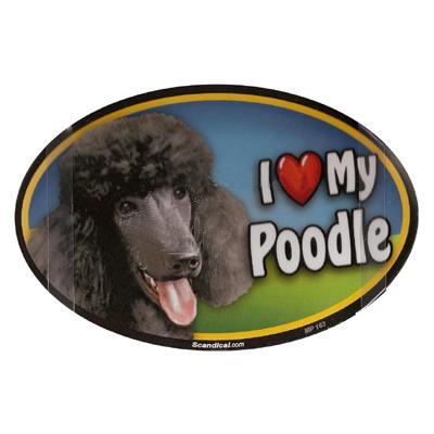 Dog Breed Image Magnet Oval Poodle Black