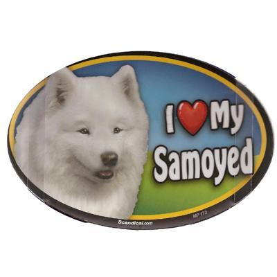 Dog Breed Image Magnet Oval Samoyed