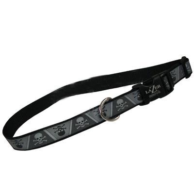 Lazer Brite Skulls Bones Dog Collar Large Reflective Lazer Brite Skulls Bones Dog Collar Large Reflective
