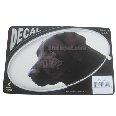 Oval Vinyl Dog Decal Black Lab Picture