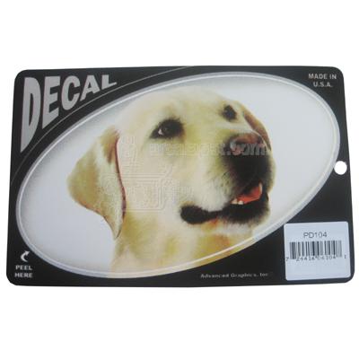 Oval Vinyl Dog Decal Yellow Lab Picture