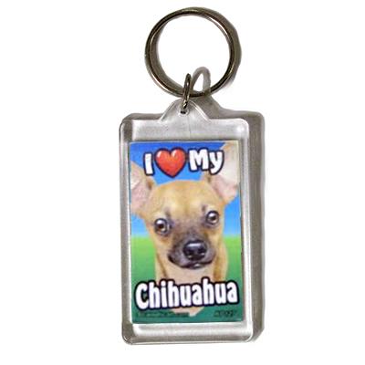 Plastic Keyring Chihuahua Tan